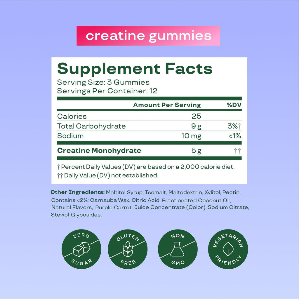 Bloom Nutrition Creatine Monohydrate Gummies, Berry Boost, 12 Servings | 5g Per Serving, Sugar Free Creatine Gummy for Workout, Strength, Cognitive Health & Lean Muscle Support, Gluten Free, Non GMO