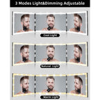 Vanexiss 3 Way Mirror-360 Mirror for Self Hair Cutting with 8 Light Strips