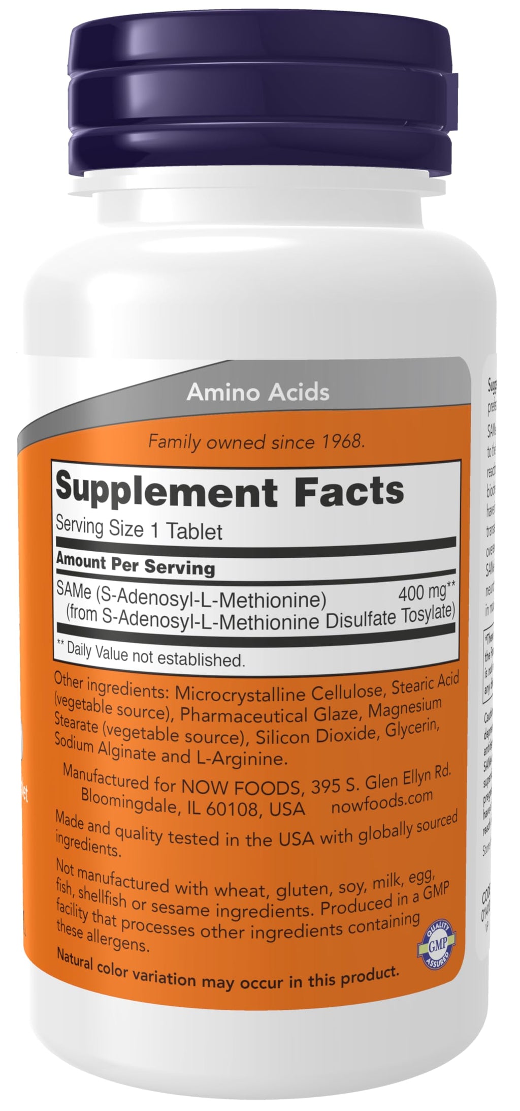 Buy now NOW Foods Supplements, SAMe (S-Adenosyl-L-Methionine) 400 mg, Nervous System Support*, 60 Tablets at indiglob india