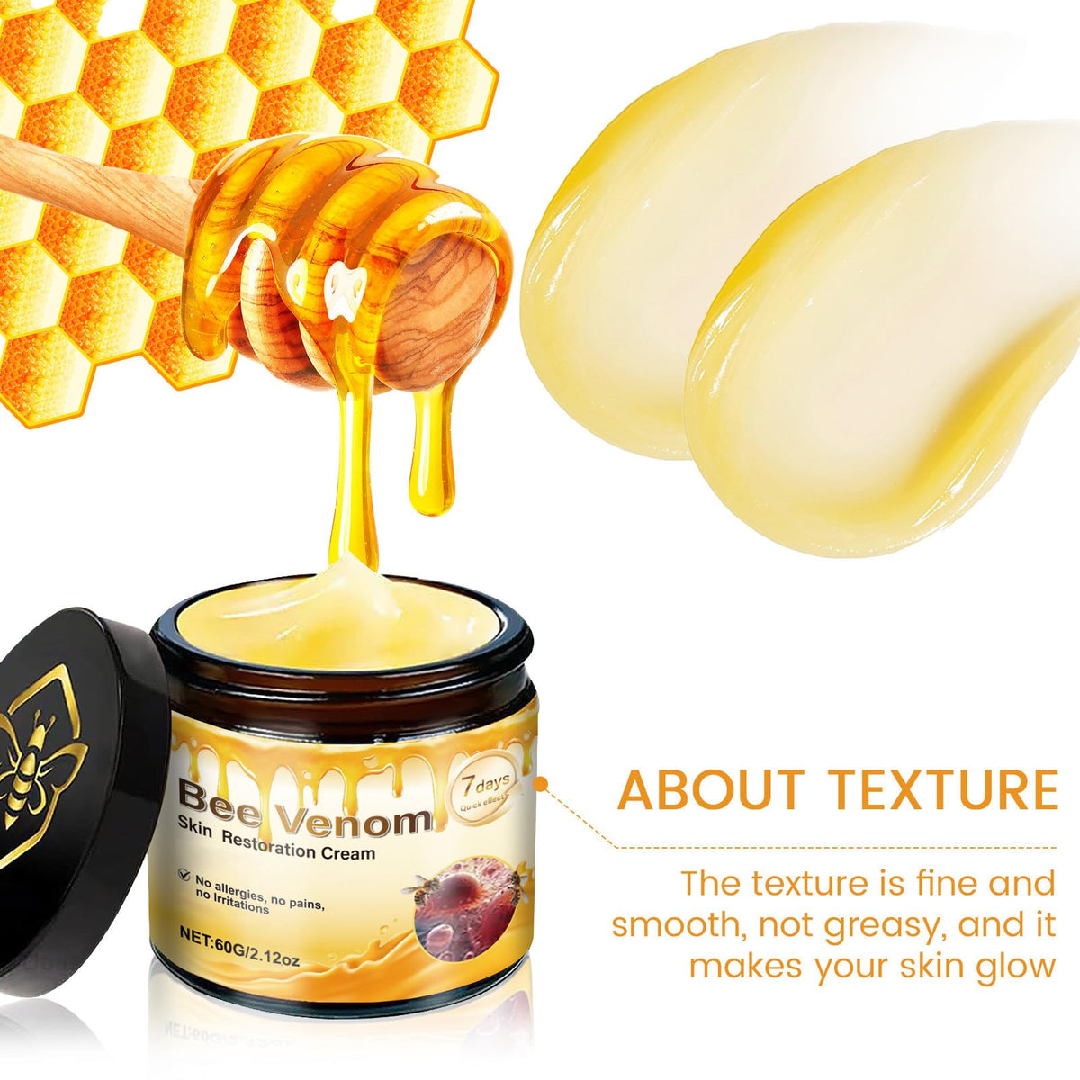 2 Pcs Bee Venom Skin Cream,Face Wrinkle Removal Firming Anti-Aging Bee Venom Moisturizer Cream.