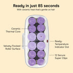 Conair Ceramic Hot Rollers, 1 3/4" & 1 1/2" Rollers, Lavender, 12 Count | Heated hair rollers in 2 jumbo sizes heat in 85 seconds to create long-lasting volume on shoulder-length hair and beyond