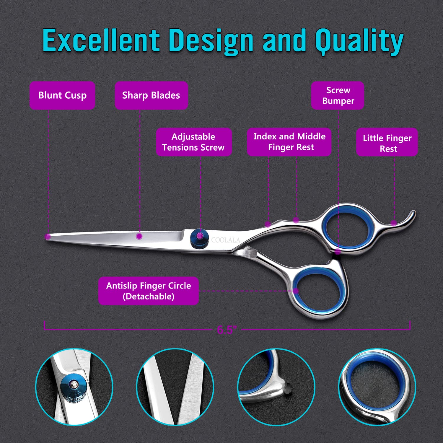 Buy now Stainless Steel Hair Cutting Scissors 6.5 Inch Hairdressing Razor Shears Professional Salon Barber Haircut Scissors, One Comb Included, Home Use for Man Woman Adults Kids Babies at indiglob india