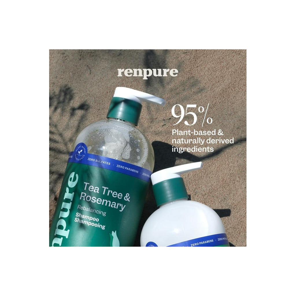 Renpure Tea Tree & Rosemary Rebalancing Shampoo & Conditioner Set 2x24oz | Plant-based*, sulfate-free duo cleanses and conditions to rebalance moisture and keep the scalp fresh for 72HR*