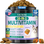 VICSOM Taurine for Cats Vitamins Treats, 16 in 1 Cat Multivitamin 500 Ct