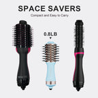 Authentic 4-in-1 Travel Dual Voltage Hair Dryer, lightweight at 0.8LB, designed for easy packing and styling on the go.