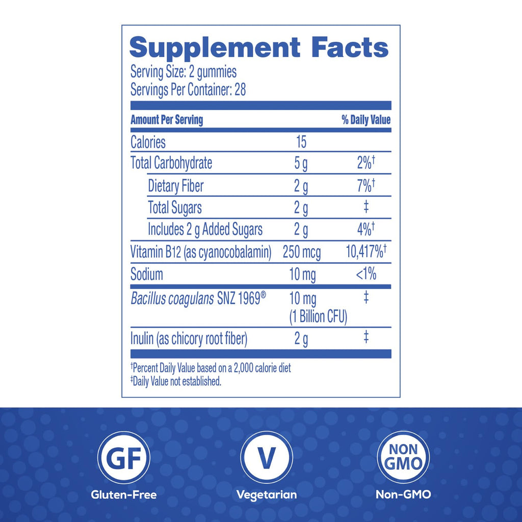Florastor Prebiotic and Probiotic Gummies with Vitamin B12, 56 Gummies | Digestive and Metabolic Support Blend for Multi-Action Care, Probiotic Gummies for Women and Men