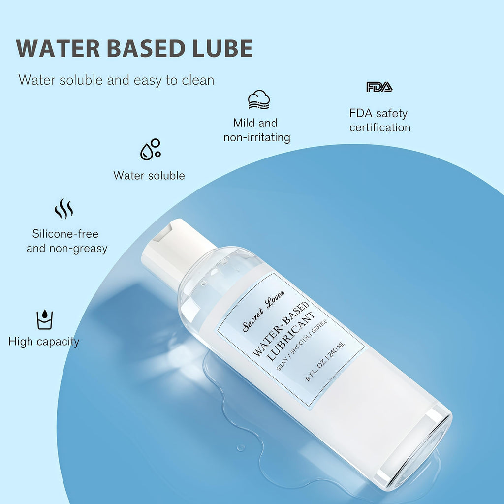 Secret Lover Water Based Lube, pH Balanced for Sensitive, Clear, 8 Fl Oz