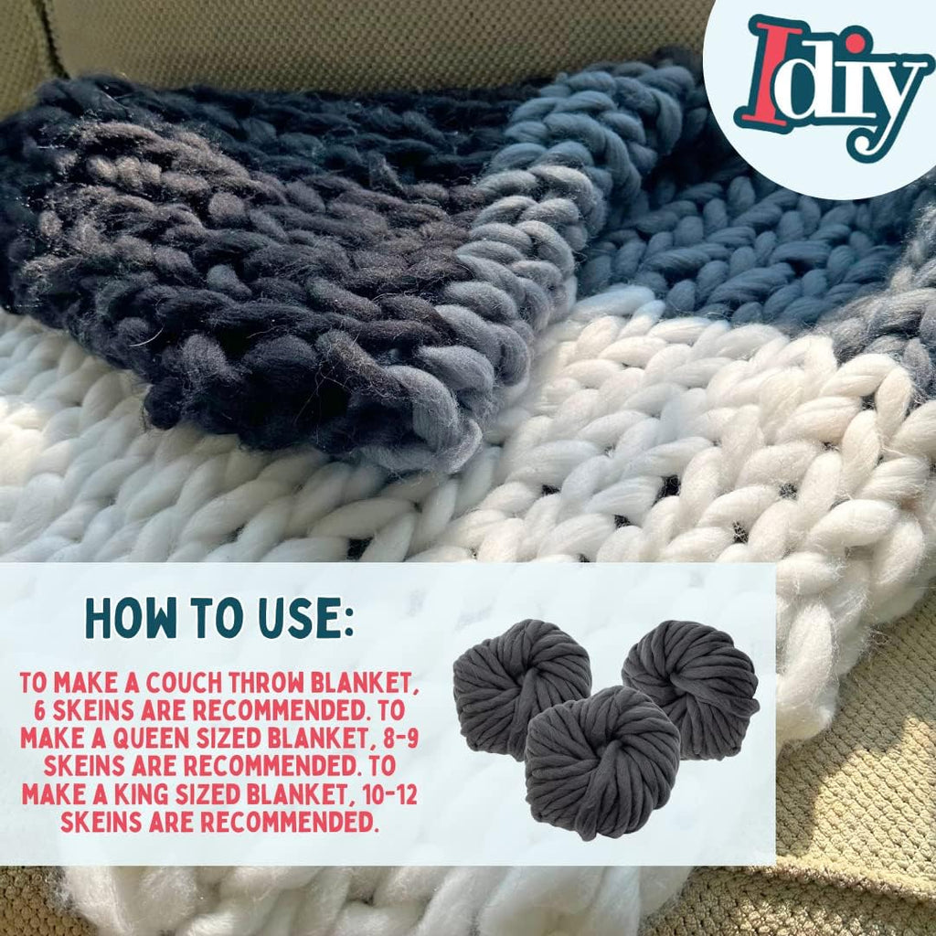 Buy now Chunky Vegan Wool Yarn 3 Pack (111 Yards Total, 37 Each Skein) - Navy Blue - Fluffy Polyester Yarn Perfect for Soft Throw & Baby Blankets, Arm Knitting, Crocheting & DIY Crafts and Art Projects at indiglob india