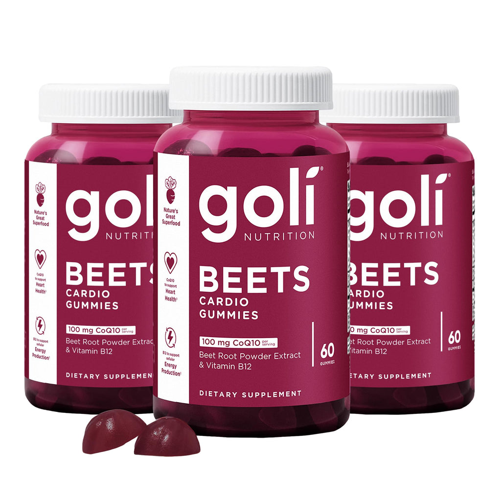 Goli Beets Cardio Gummies with CoQ10 and Vitamin B12 - Beetroot Extract - Cardiovascular Wellness - Vegan, Non-GMO, Gluten-Free