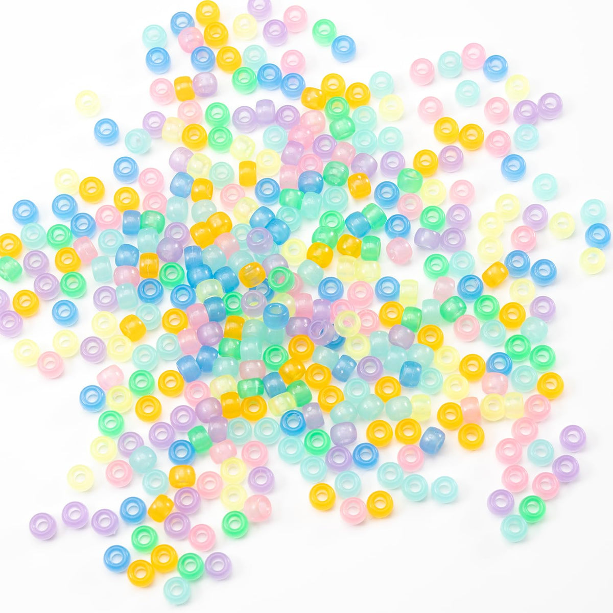 1000Pcs Glow in The Dark Pony Beads Kandi Bulk for Hair Bracelet Keychains
