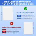 100 Pcs (10x14 Inch) Self Sealing Cellophane Bags