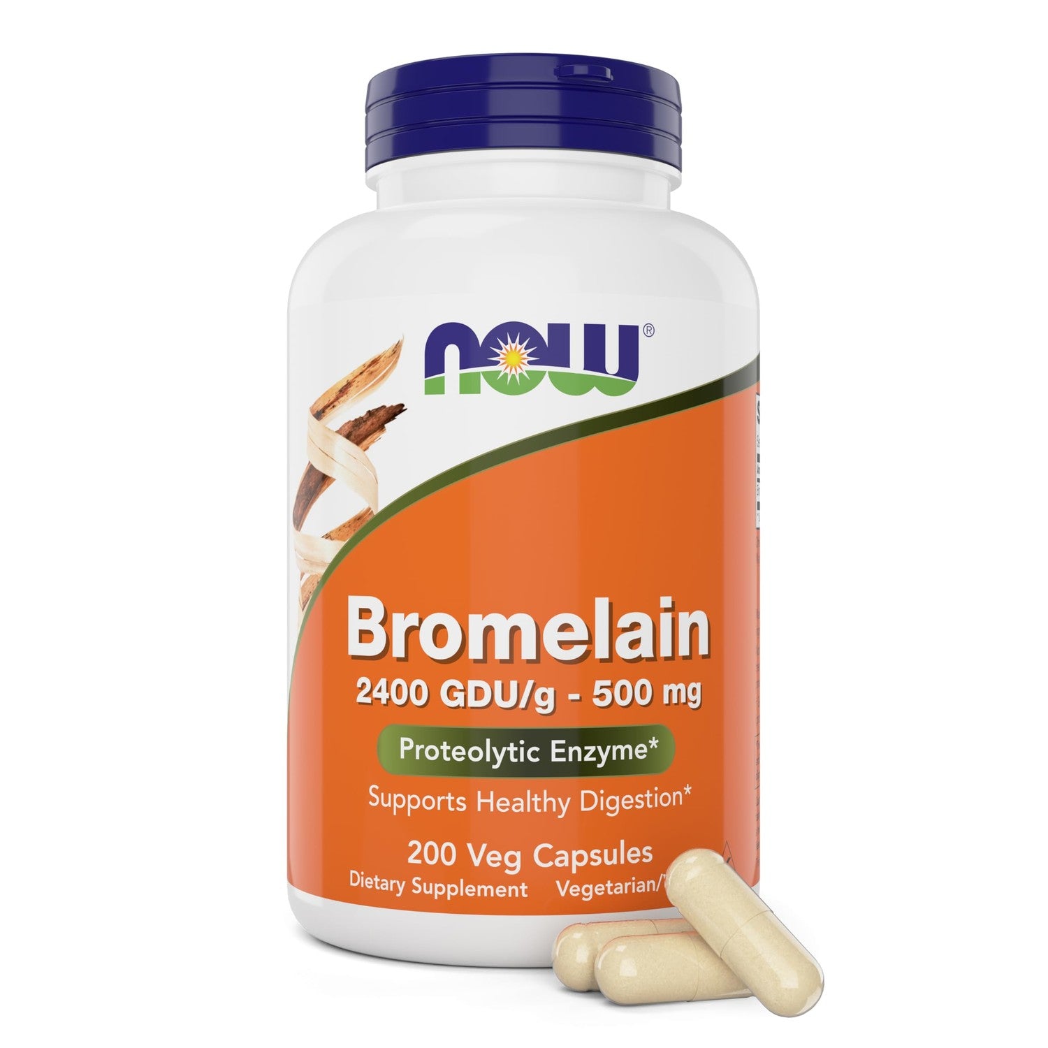 NOW Foods Supplements, Bromelain (Natural Proteolytic Enzyme) 2,400 GDU/g - 500 mg, Natural Proteolytic Enzyme*, 120 Veg Capsules