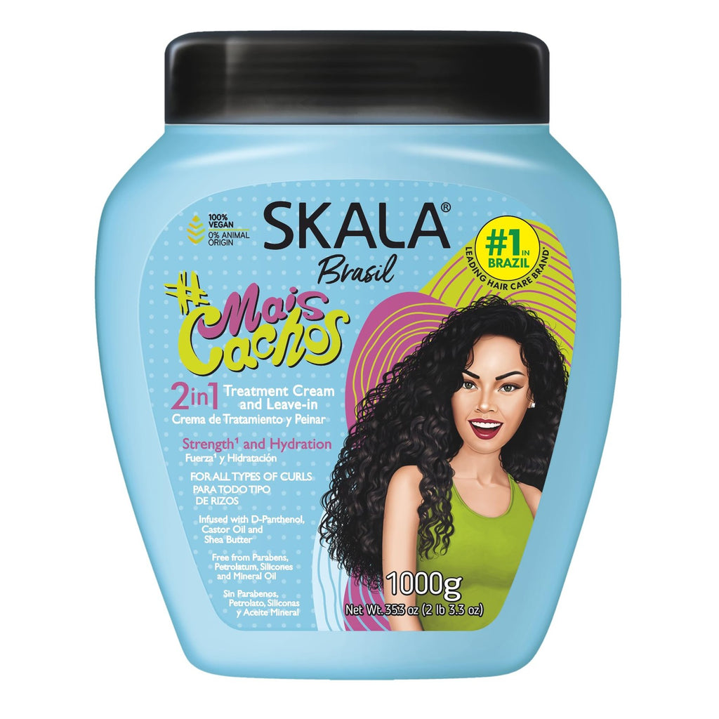 SKALA Mais Cachos Hair Type 3ABC - Eliminate Anti Frizz, For Curly Hair -2 in 1 Conditioning Treatment Cream and Cream To Comb 100% VEGAN 35.2 Oz (1 Pack)