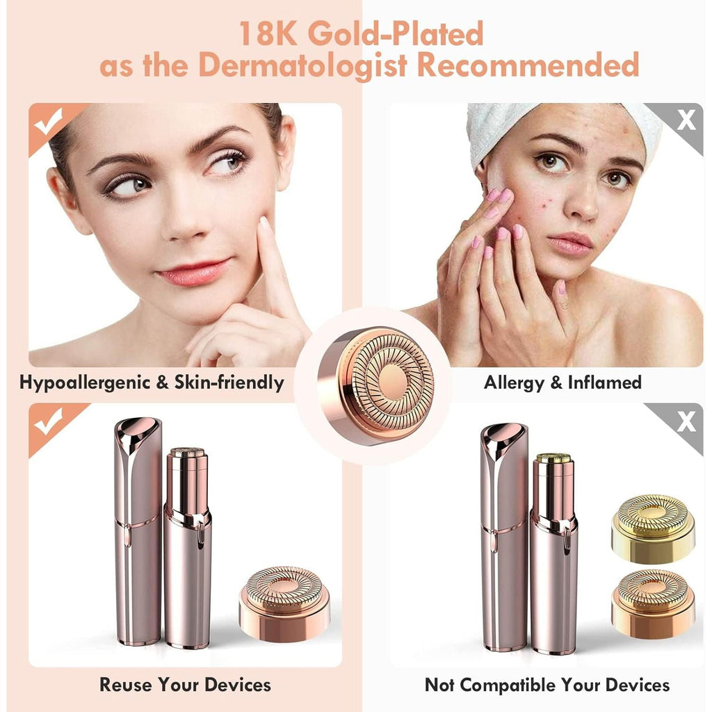 Buy now Replacement Heads for Flawless Facial Hair Remover, Replacement Blades for Finishing Touch Flawless Hair Removal Gen 2, 6 Count 18k Gold Heads with Storage Bag at indiglob india