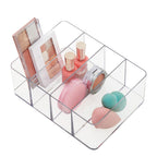 STORi 4-Compartment Clear Plastic Organizer, Rectangular Divided Makeup and Vanity Storage Bin, Use Upright for Eyeshadow Palettes, Made in USA