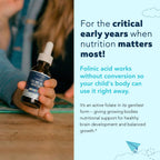 Organic FolinicActive Kids - Folinic Acid + B12, B6 & B2 Cofactors - Gentle Methylation Support for Mood, Energy & Cognition, Age Adjustable Dosing for Kids 1-18, Non GMO, Vegan, Berry Flavor (60mL)