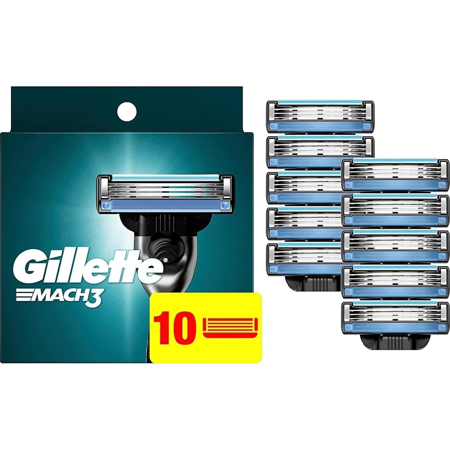 Gillette Mach3 Razor Refills for Men, 10 Razor Blade Refills