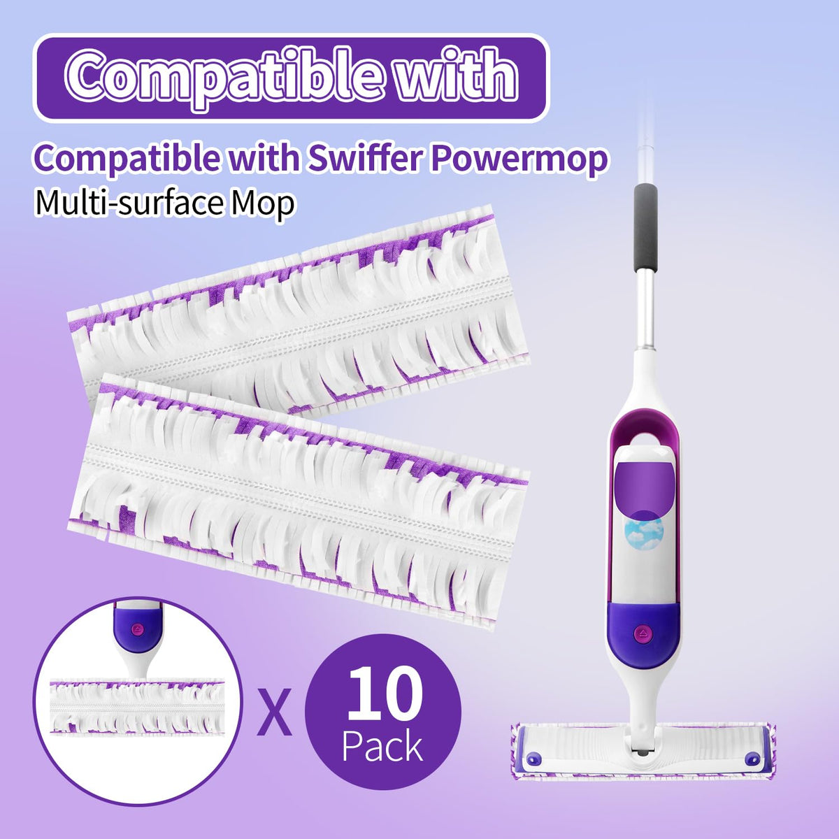 Disposable Power Mop Pads for Swiffer Power Mop, 10 Count