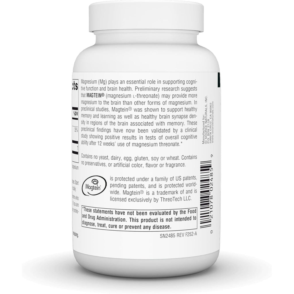 Buy now Source Naturals Magtein Magnesium L-Threonate 667mg Supports Focus, Mood, Healthy Memory, Cognitive Function, Sleep* - 90 Capsules at indiglob india