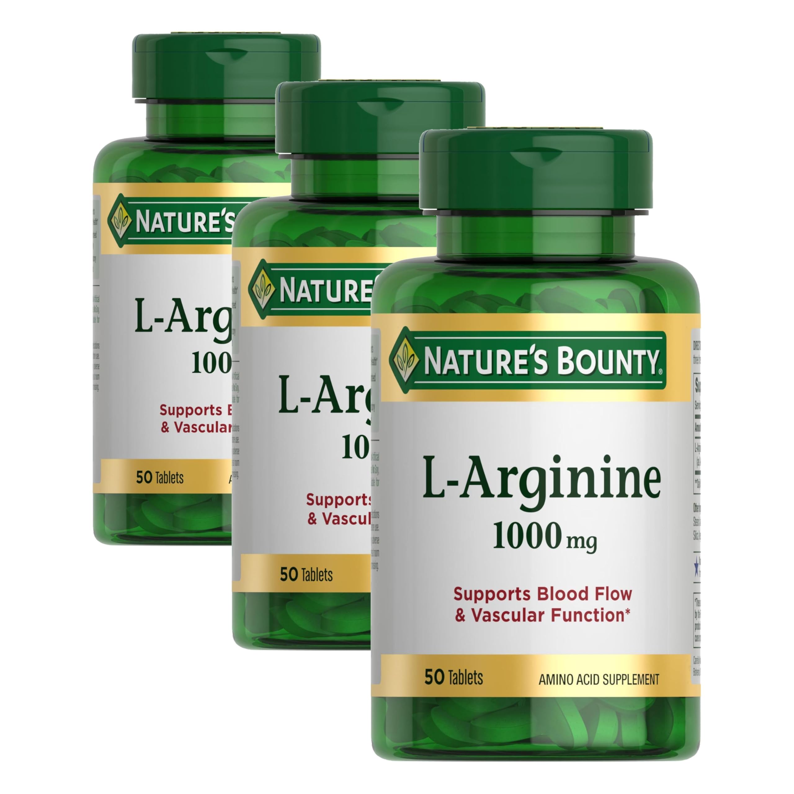 Nature's Bounty L-Arginine 1000mg, Non-GMO, Gluten Free, 50 Tablets