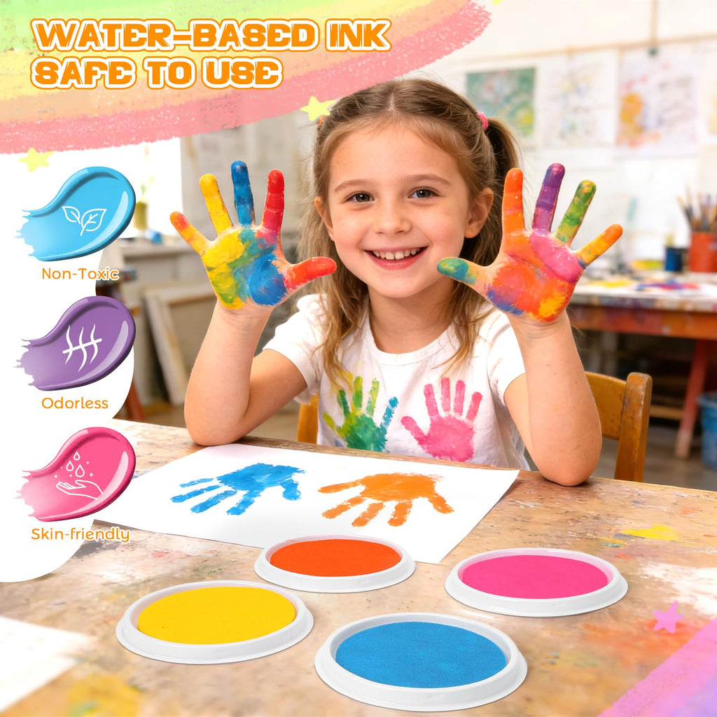 Ink Pad Pads for Rubber stamps, 7"Stamp Pad with 8 Colors for Kids