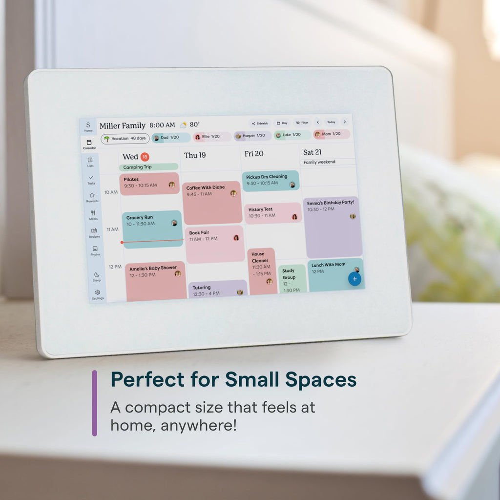 Skylight Calendar Mini — 10-Inch Digital Calendar Touchscreen Display for Shared Scheduling – Interactive Planner for Chores, Lists, and Reminders, White