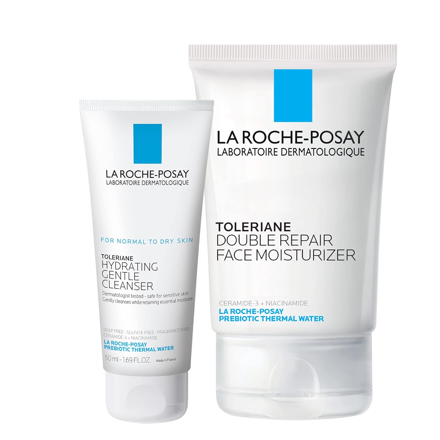 Buy now La Roche-Posay Toleriane Double Repair Face Moisturizer, Daily Moisturizer Face Cream with Ceramide & Niacinamide for All Skin Types, Immediate Comfort & Long Lasting Hydration, Fragrance Free 5.07 Fl Oz (with Travel Hydrating Cleanser) at indiglob india