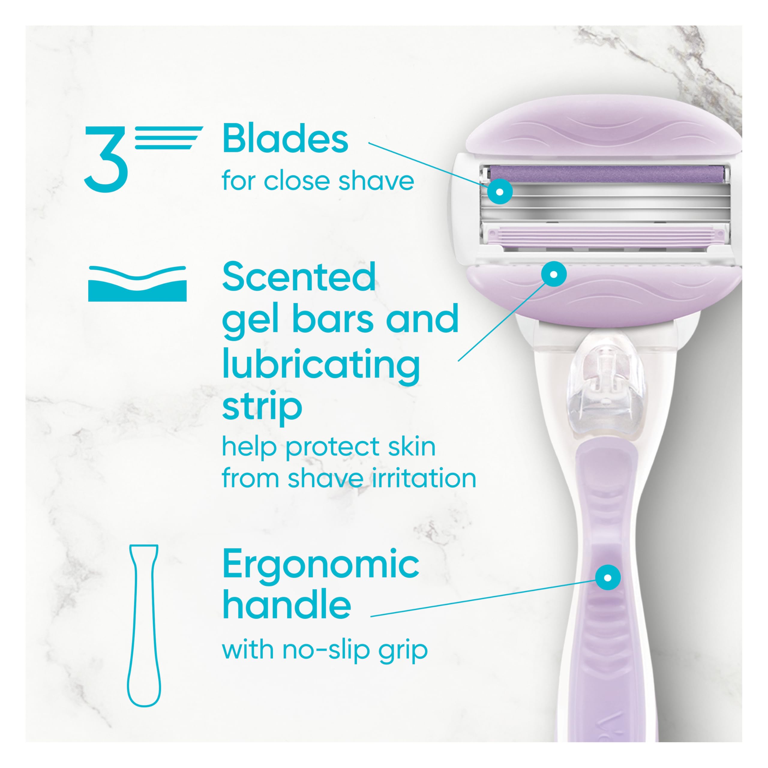 Gillette Venus ComfortGlide Freesia Women's Razor - 1 handle + 2 refills