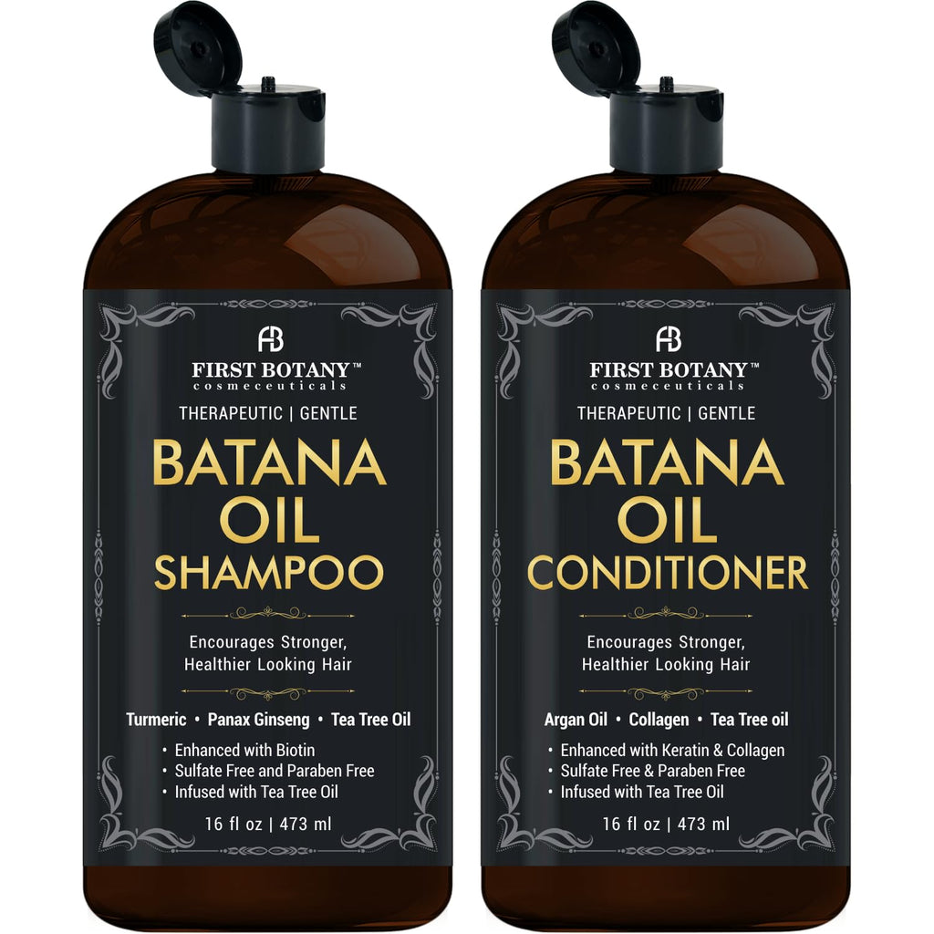 First Botany Tea Tree Mint Shampoo & Conditioner for Men & Women - Pure Tea Tree & Peppermint Oil - Fights Hair Loss, Dandruff, Lice & Itchy Scalp, Promotes Hair Growth - Sulfate Free - 16 Fl Oz x 2