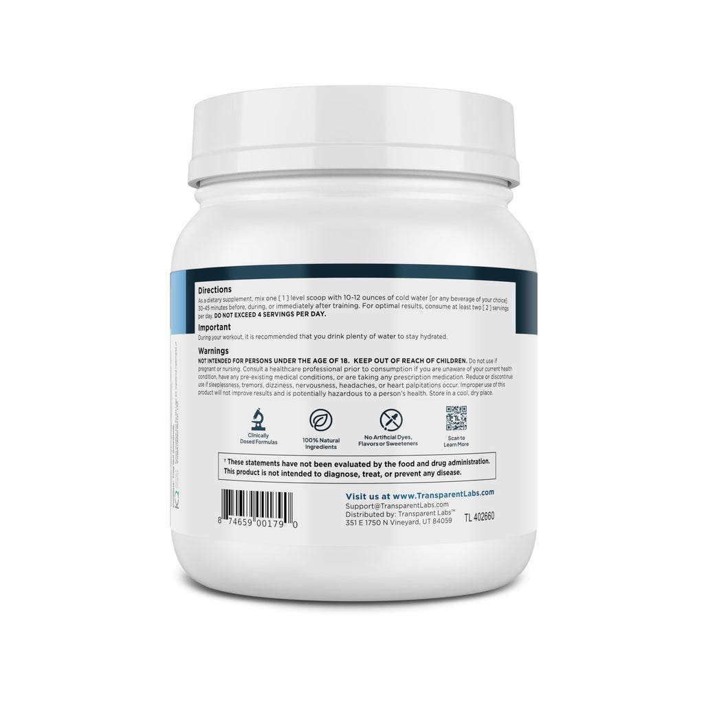 Transparent Labs BCAA Glutamine - 8000 Mg of BCAA Powder with L Glutamine for Post Workout Recovery, Muscle Growth, & Increased Endurance - 30 Servings, Blue Raspberry