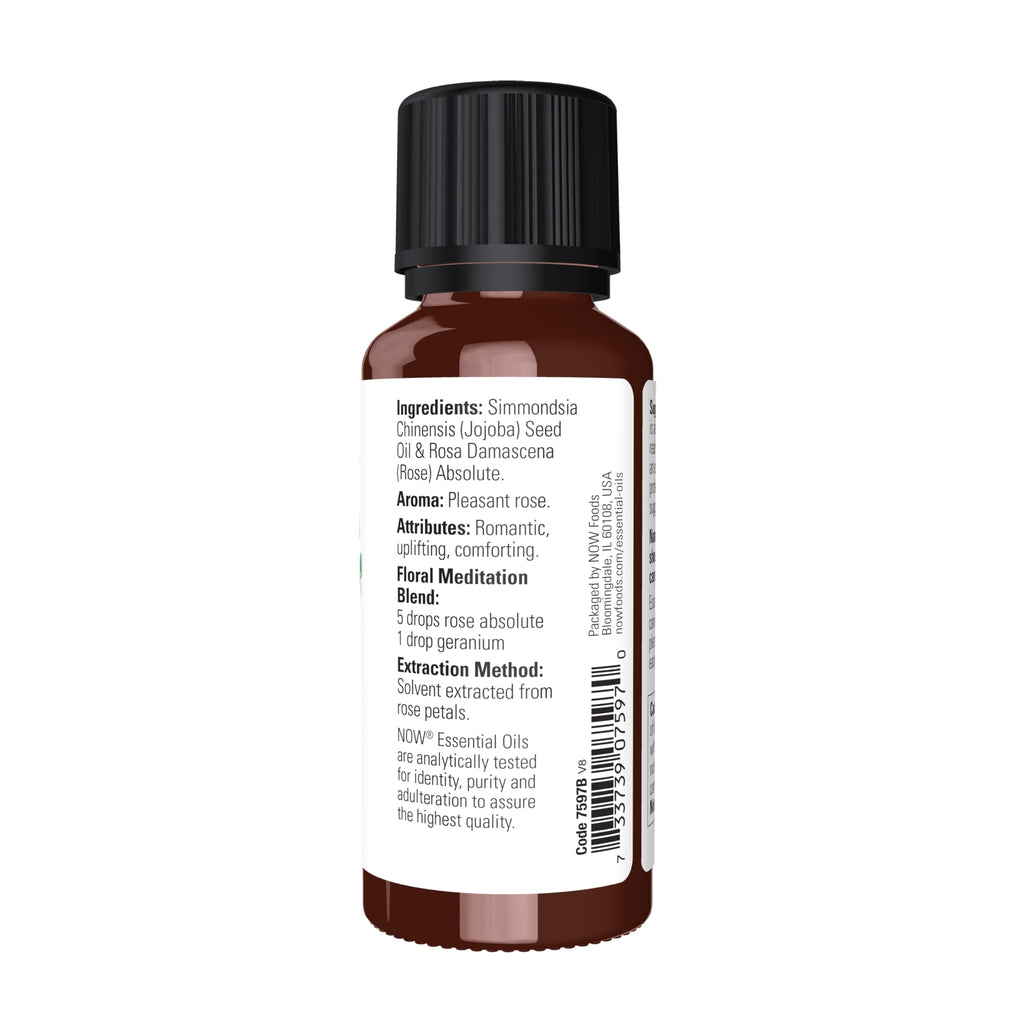 Buy now NOW Essential Oils, Rose Absolute, 5% Blend of Pure Rose Absolute Oil in Pure Jojoba Oil, Romantic Aromatherapy Scent, Vegan, Child Resistant Cap, 1-Ounce at indiglob india