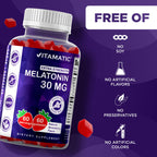 Vitamatic Sugar Free Melatonin 30mg per Gummy - 60 Servings - 60 Vegetarian Gummies - Non-Habit Forming Supplement (60 Count (Pack of 1)) | 60 Vegetarian Gummies, Non-Habit Forming, Supplement