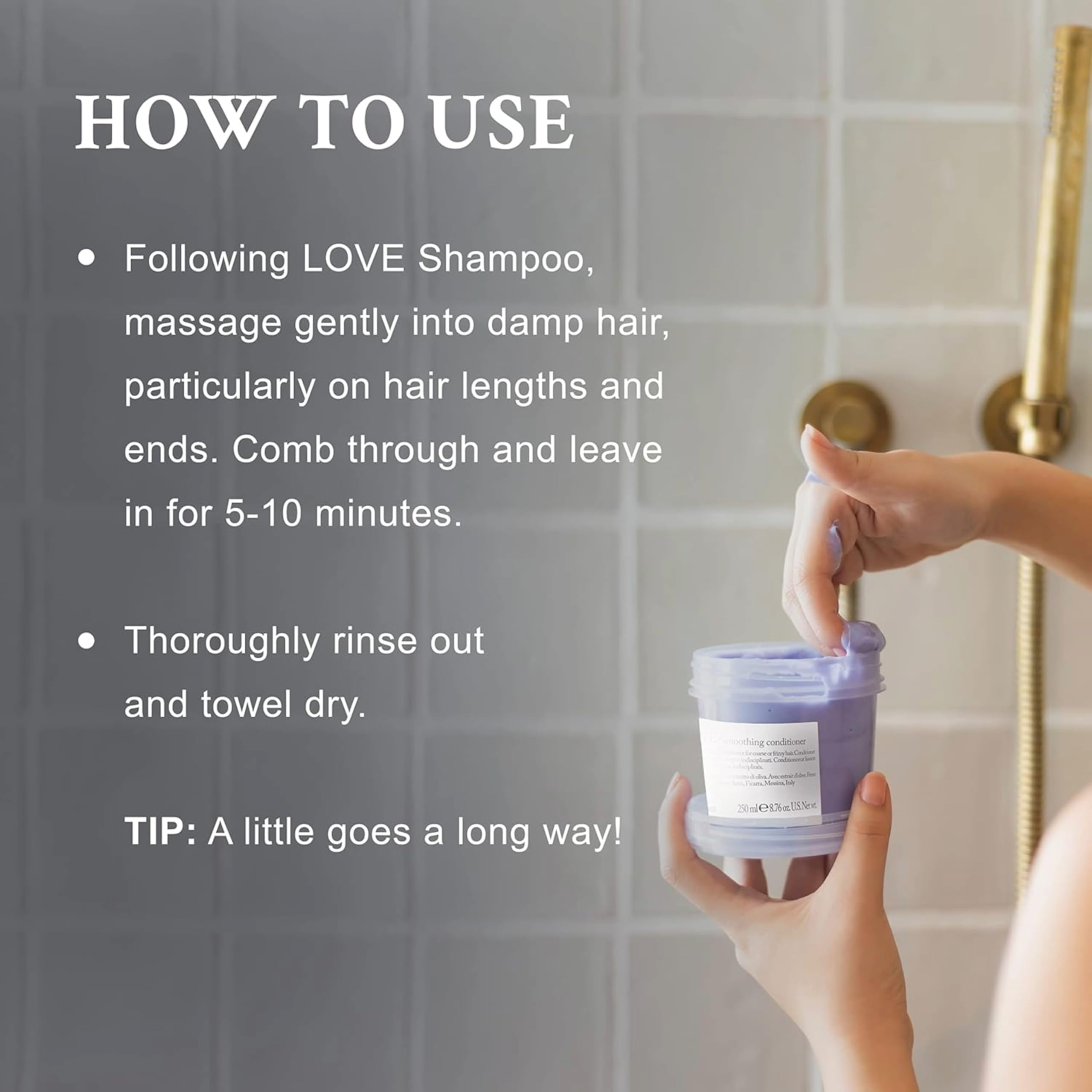 Davines LOVE/Smoothing Conditioner, Rich Anti-Frizz Formula for Frizzy, Coarse or Unruly Hair - Hydrates & Straightens for a Sleek, Shiny Look