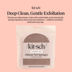 Kitsch African Net Sponge – Exfoliating Body Scrubber – Rosewood, 3 Pcs | for Cleansing & Gentle Daily Exfoliation – Stretchable Bath Sponge for Hard-to-Reach Areas – Long-Lasting Shower Essential