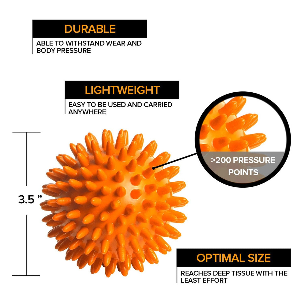 Spiky Massage Balls for Feet, Back, Hands, Muscles - Firm, Medium and Soft Spiked Massager Rollers for Plantar Fasciitis, Exercise, Neuro-Balance, Physical Therapy, 3-inch