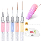 Beetles Gel Polish Nail Art Liner Brushes 5Pcs Painting Art Design Pen Set | Diamond Application Rhinestone Handle Dotting Drawing Sizes 5 7 9 11 20mm Nail Design Gift for Women