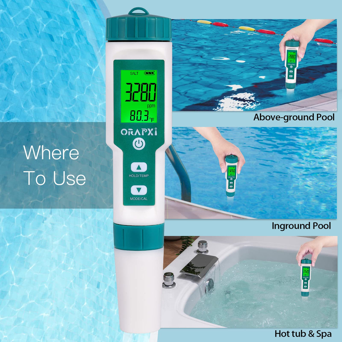 Pool Salt Tester pH and Salt Meter for Saltwater Pool pH Tester