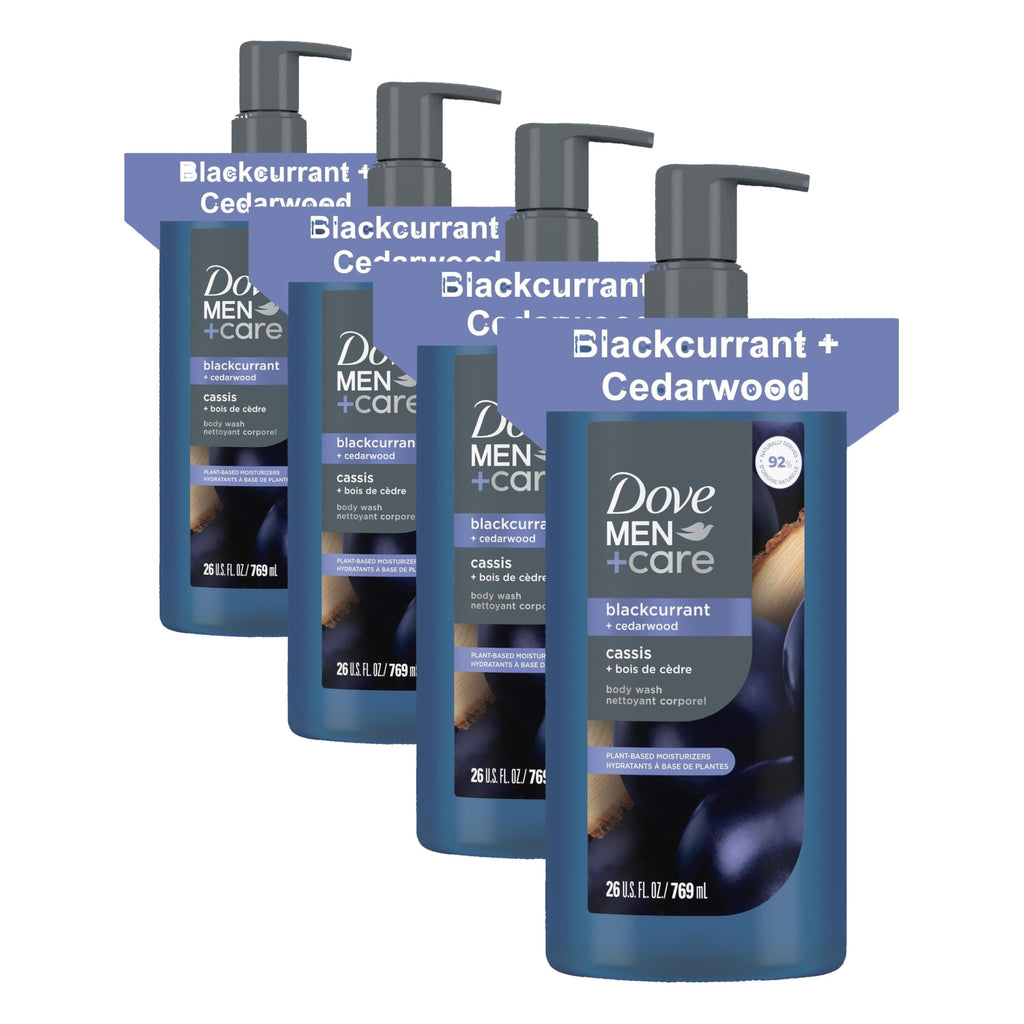 Dove Men Moisturizing Body Wash, Blackcurrant + Cedarwood, 26 oz | For dry skin, Helps nourish and hydrate, With plant-based moisturizers, For daily showers