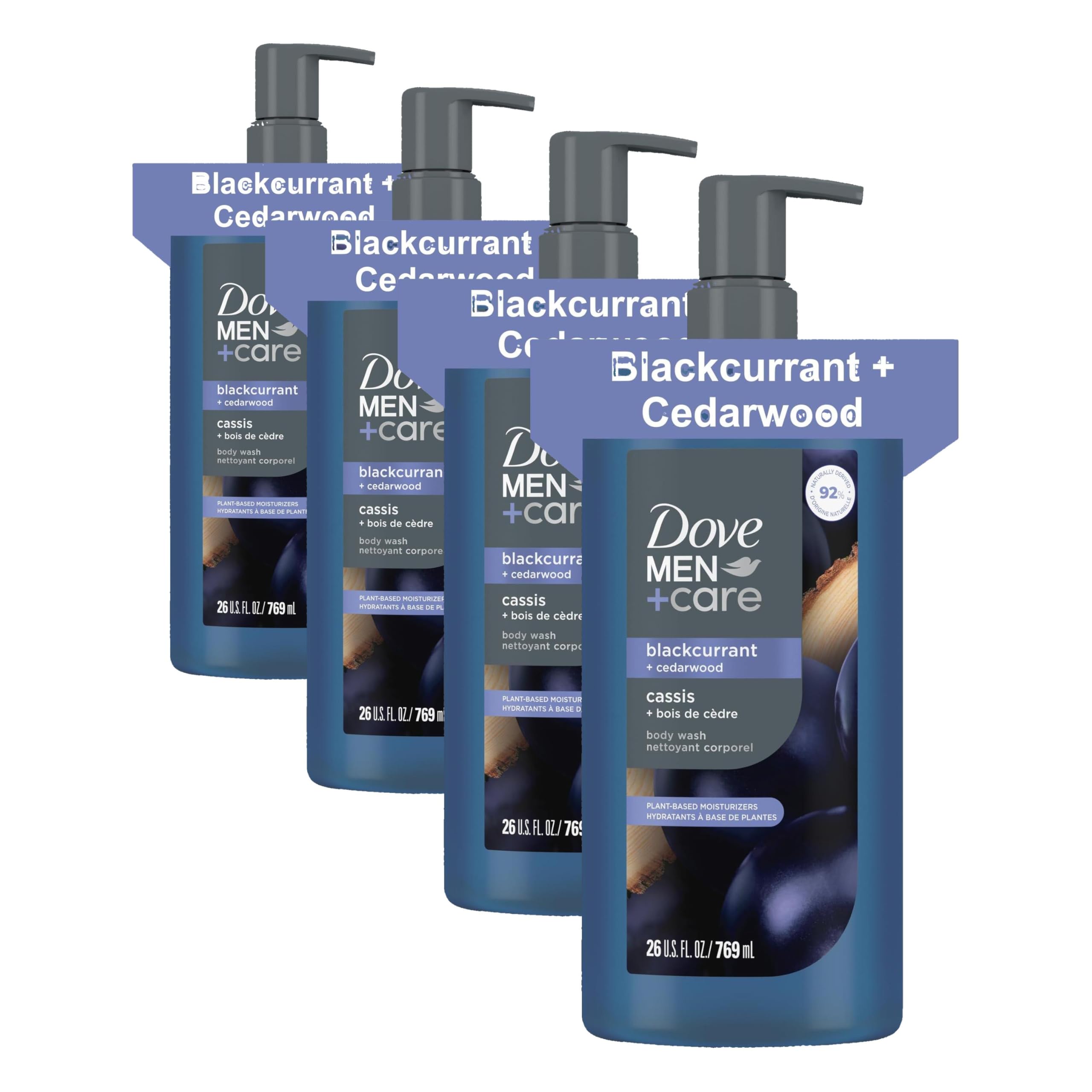Dove Men Moisturizing Body Wash, Blackcurrant + Cedarwood, 26 oz | For dry skin, Helps nourish and hydrate, With plant-based moisturizers, For daily showers