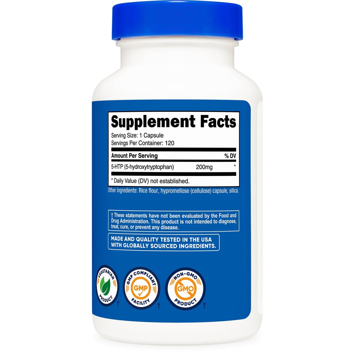 Nutricost 5-HTP 200mg, 120 Vegetarian Capsules (5-Hydroxytryptophan) | GMO-Free and Gluten Free