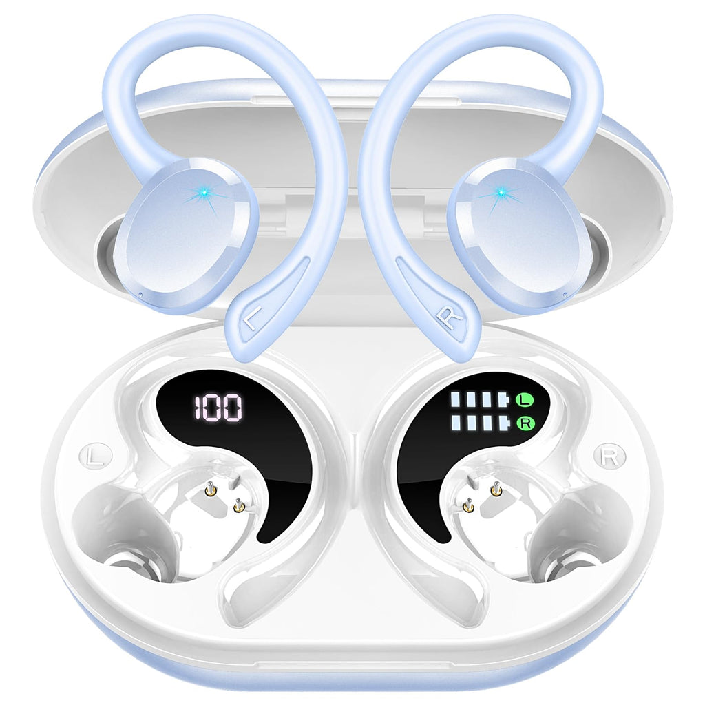 Buy now Ltinist Wireless Earbud, Bluetooth 5.3 Headphones Pure Bass Sound with Earhooks, 75H Battery Over Ear Headphones with Dual-LED Display, IP7 Waterproof Earphones Built-in Microphone for Running Sports at indiglob india