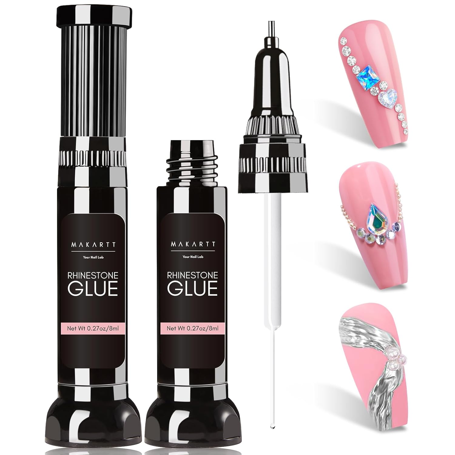 Buy now Makartt Nail Rhinestone Glue: Super Strong Gel Glue for Nail Art Decorations, Charms, 3D Bling, Gems, Jewel Diamonds 30ML Cured Need Beauty A2-nail rhinestone glue for tiny gems, 2x8ml at indiglob india