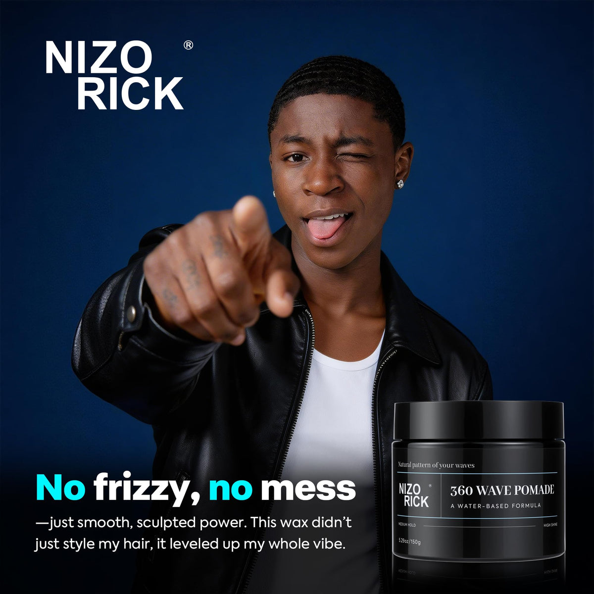 Men's 360 Wave Pomade 150g, Water-Based – Wave Styling Grease for Hair – Non-Greasy, Strong Hold & Layered Waves,150g/5.29oz
