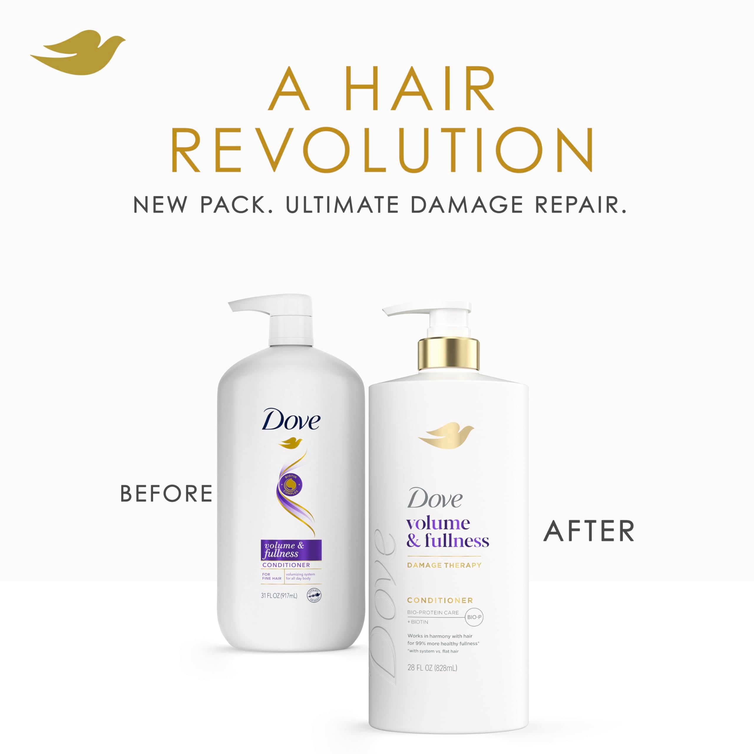 Dove Conditioner Volume & Fullness for Thin Hair, Bio-Protein, 28 Fl Oz