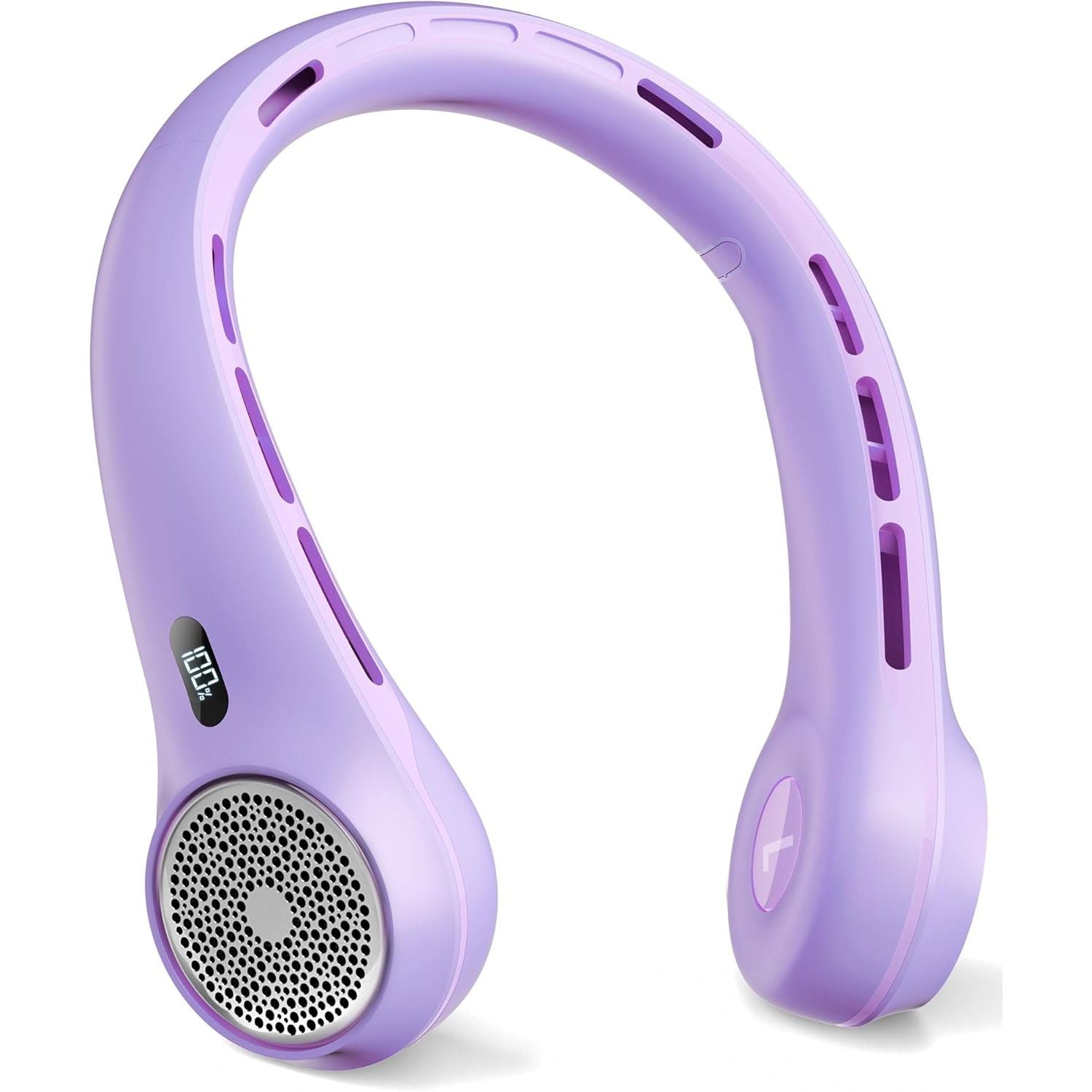 Buy now Portable Neck Fan, 4000mAh Rechargeable Bladeless Cooling Fan with 360° Airflow, 3-Speed Personal Cooler for Women Mom, Stylish Gift for Travel, Gym, Office, Blue Light Purple at indiglob india