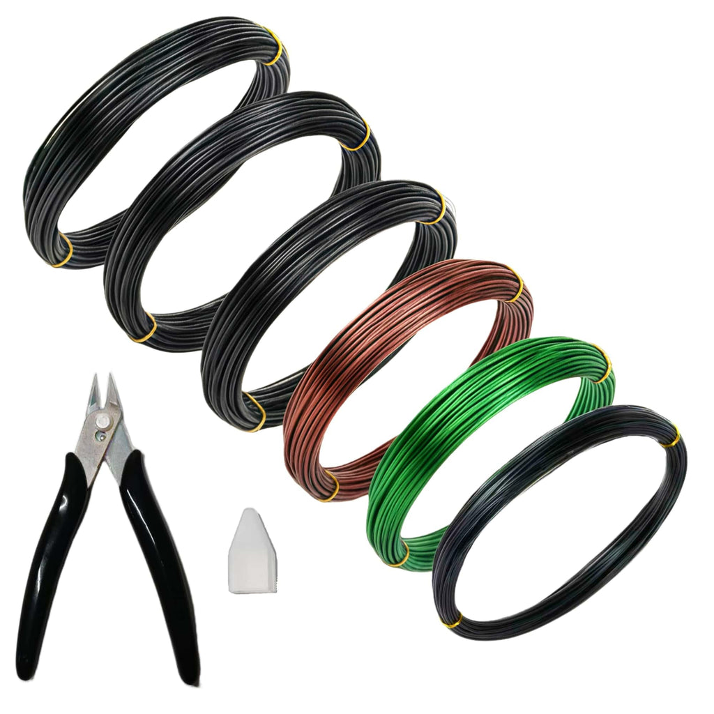 6 Roll Bonsai Training Wire Kit with Cutter, 160ft Anodized Aluminum 4Sizes