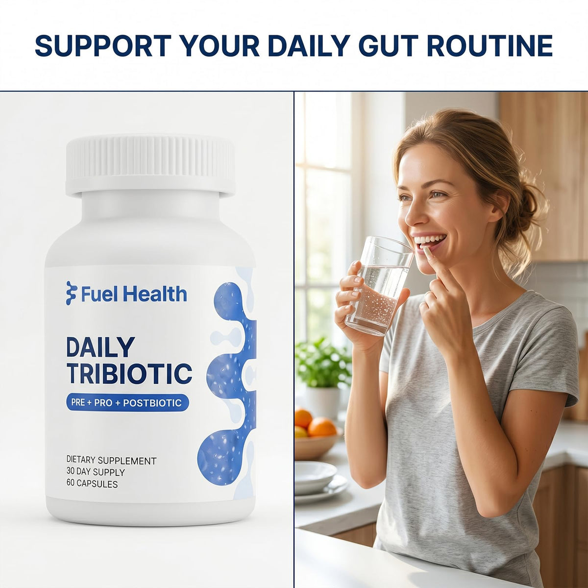 Fuel Health Daily Tribiotic, Triple Biotic Supplement, 60 Capsules