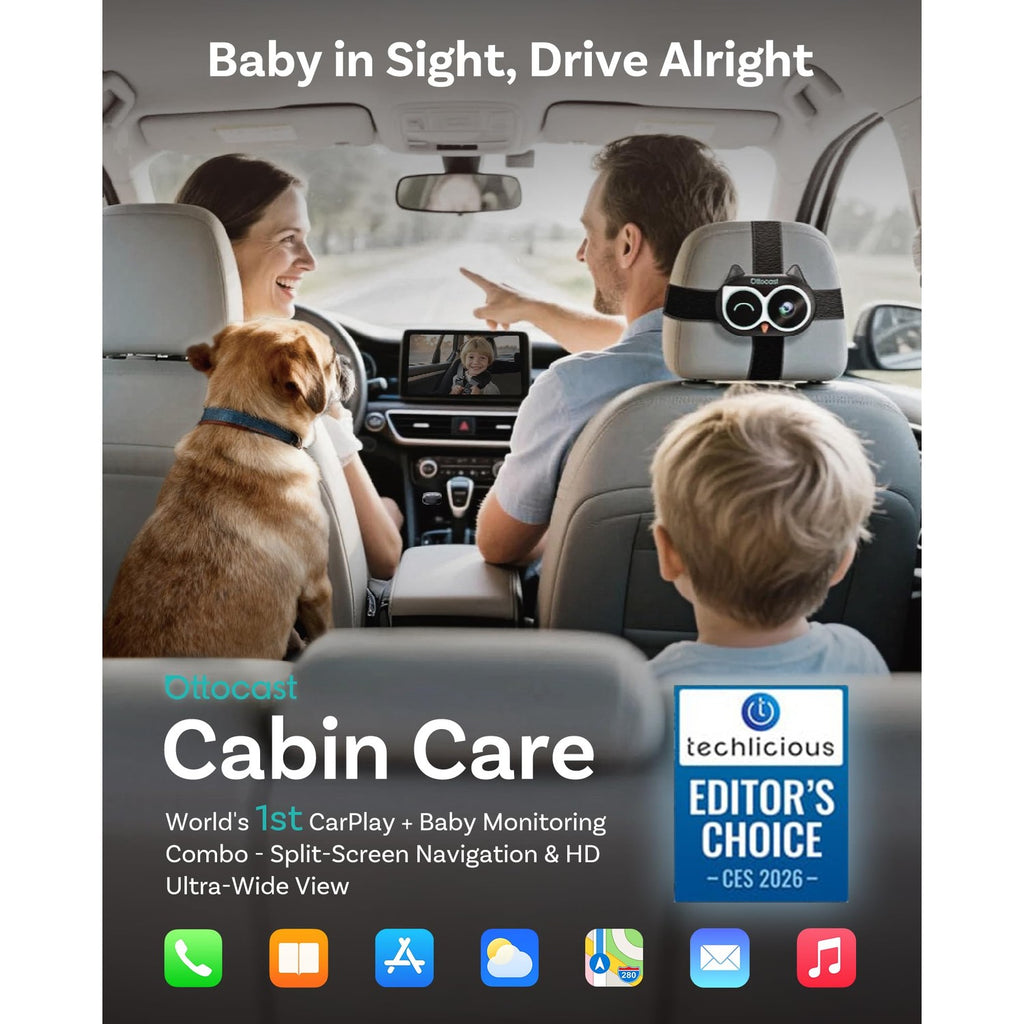 OTTOCAST Baby Car Camera 2026,Wireless CarPlay Adapter (No Android Support)