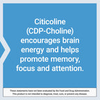 Life Extension Citicoline (CDP-Choline), 60 Capsules | Brain Supplement for Memory, Focus, Attention & Brain Energy, Gluten-Free, Non-GMO & Vegetarian