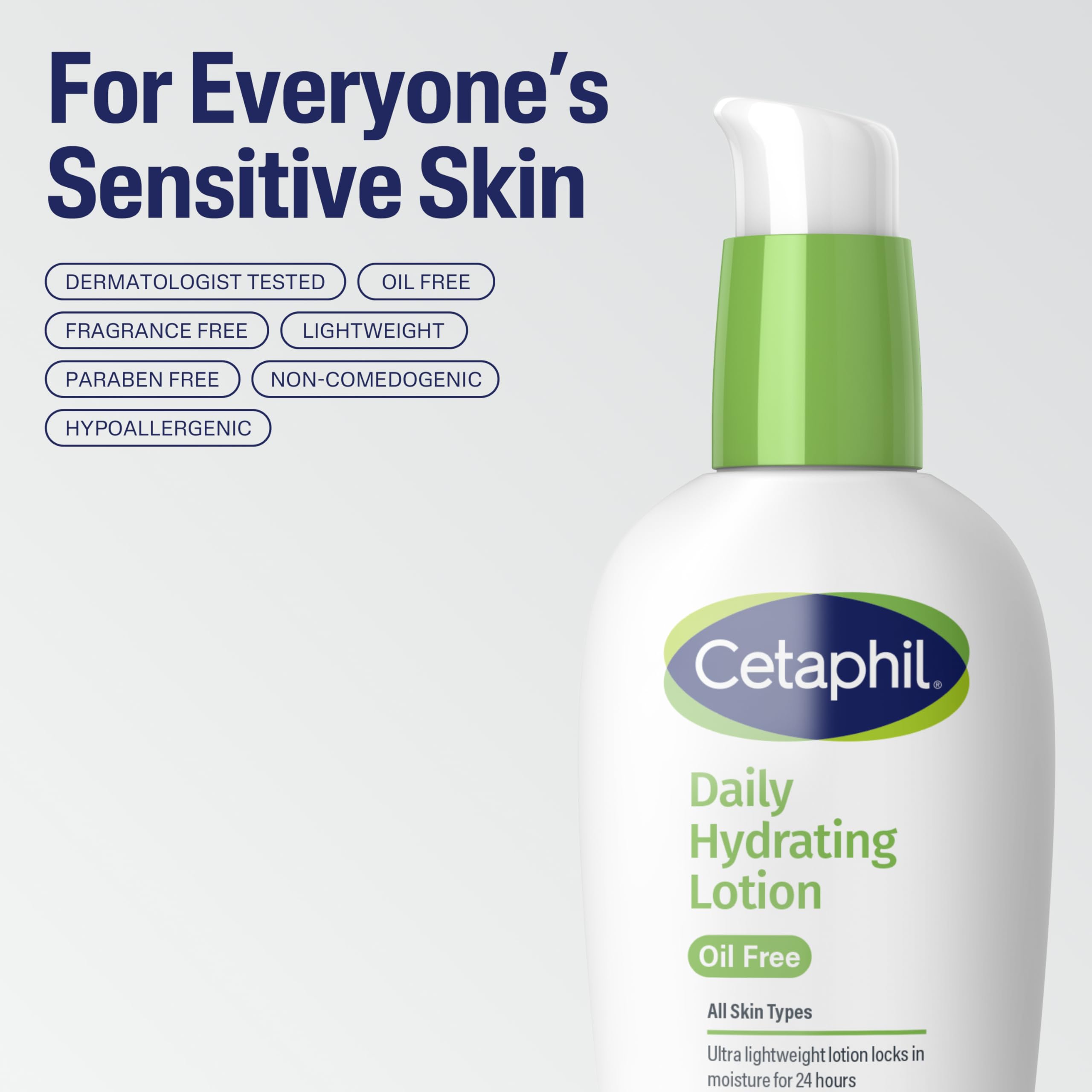 Cetaphil Daily Hydrating Face Lotion, Hyaluronic Acid, 3oz | 24-Hour Hydration, Fragrance-Free, Non-Comedogenic, Hyaluronic Acid, Daily Face Moisturizer For Combination Skin